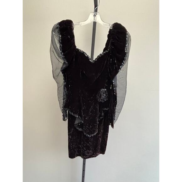 David Howard Women's Black Velveteen Formal Dress AS IS Size S #96157 - Picture 1 of 3